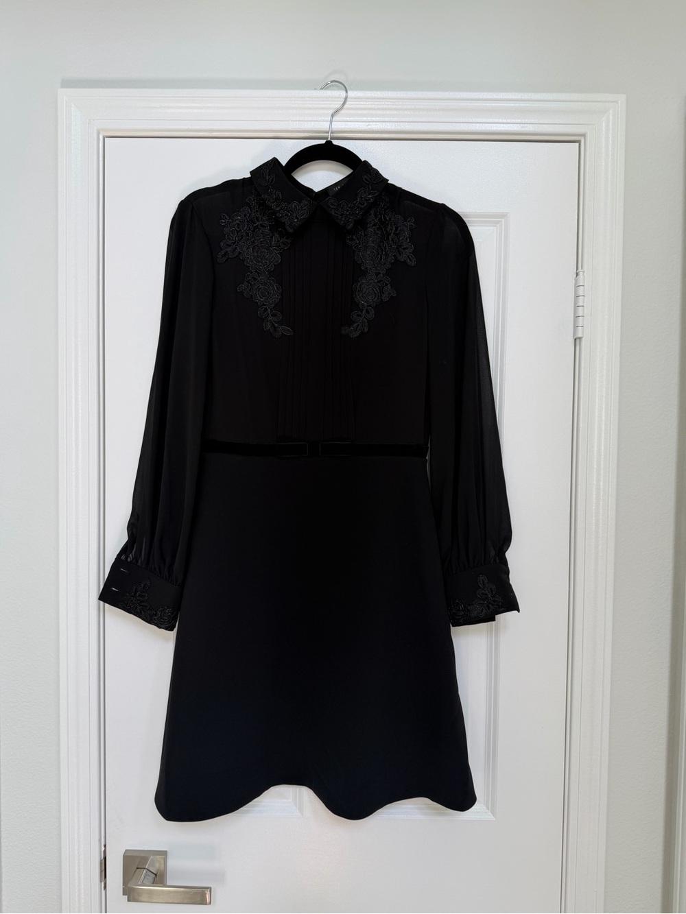 Ted Baker Black Long-Sleeve Lace Collar Dress